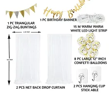 Happy Birthday Banner Net Curtain-LED Lights Confetti Balloons-  Set Of 15 Pieces-thumb1