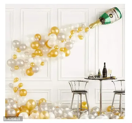 Tripy 91 pcs Champagne Combo  Theme ,Mettallic Balloons +Champagne shape foil Balloon.