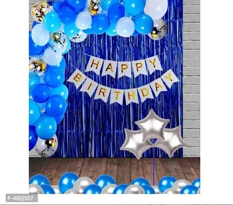 Happy Birthday Lavish Precious theme ( Blue & Silver) - Pack of 41 Pcs.