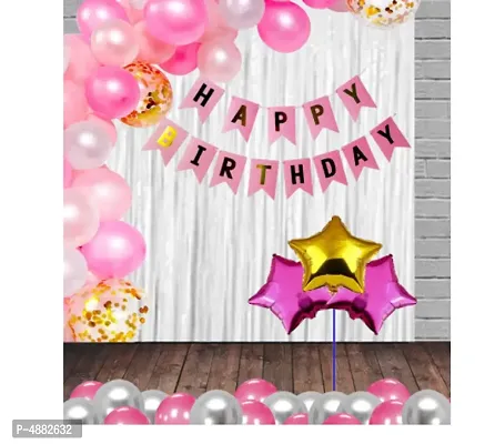 Happy Birthday Lavish Precious theme ( Pink & Silver ) Pack of 41 Pcs.
