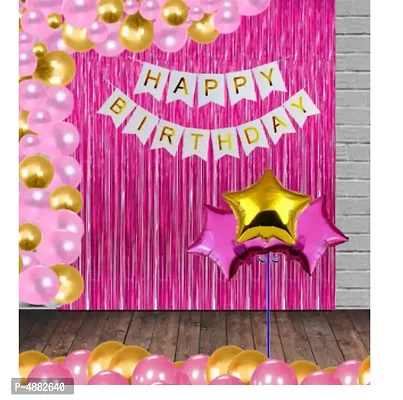 Happy Birthday Lavish Precious theme ( Pink & Golden ) Pack of 56 Pcs.