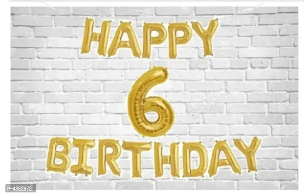Happy Birthday (Golden) with Numeric no. 6