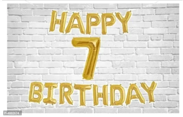 Happy Birthday (Golden) with Numeric no. 7