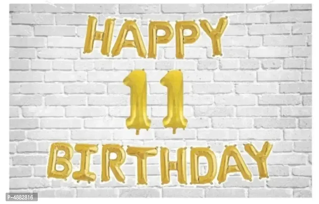 Happy Birthday (Golden) with Numeric no. 11