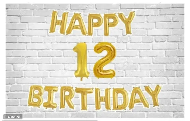 Happy Birthday (Golden) with Numeric no. 12