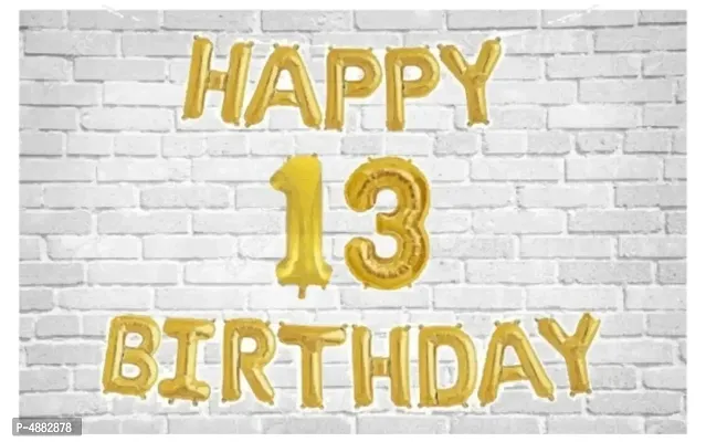 Happy Birthday (Golden) with Numeric no. 13