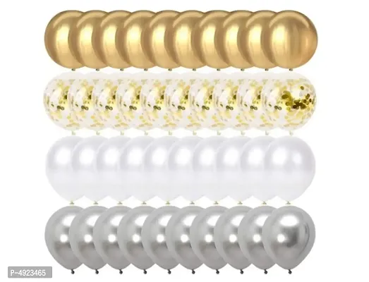 Blooms 50 pcs  Balloon combo ( Golden + Silver + White + Golden Confetti)-thumb0