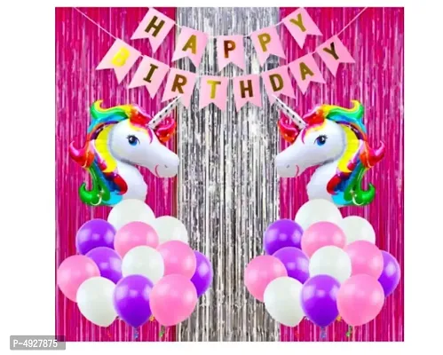 Unicorn Theme Birthday Decorations Items Combo Kit- 36Pcs-thumb0