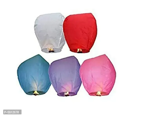 Paper Sky Lanterns Multicolour Wishing Hot Air Balloon ( Pack of 5)-thumb0