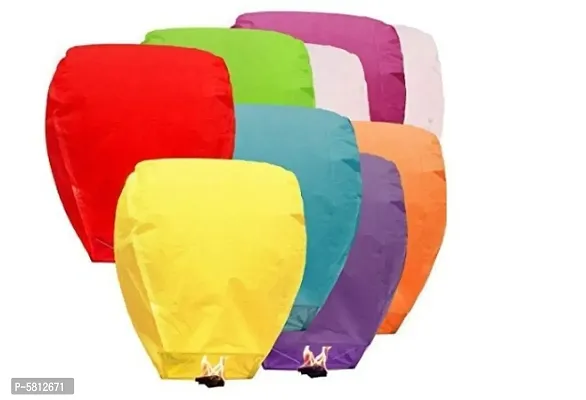 Paper Sky Lanterns Multicolour Wishing Hot Air Balloon ( Pack of 10