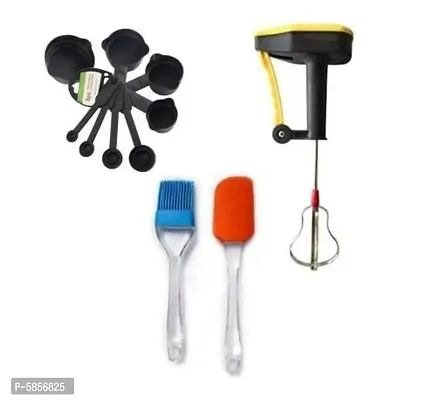 Power Free Hand Blender with Silicone Spatula Oil Brush and Measuring Spoons Cups Kitchen Tool Set Combo-thumb0