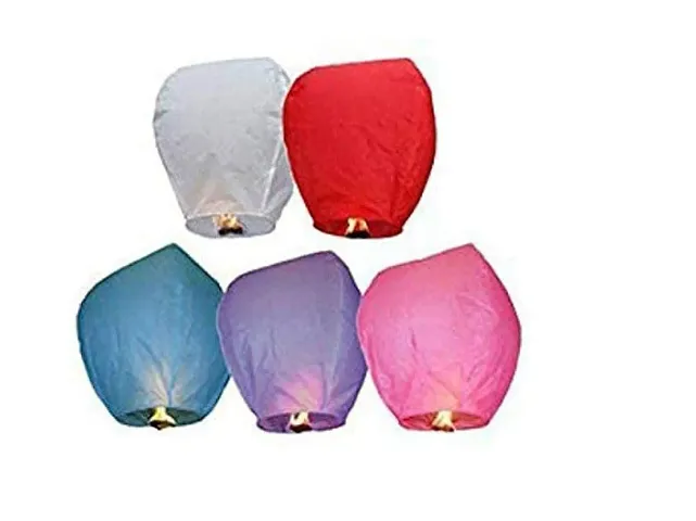 Paper Sky Lanterns Multicolour Wishing Hot Air Balloon ( Pack of 5