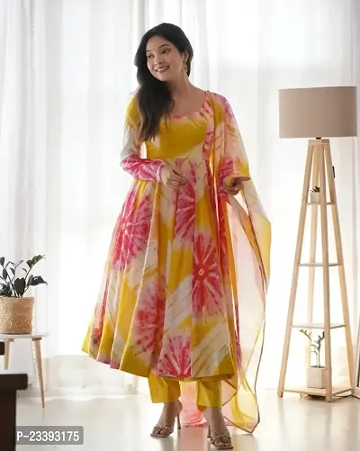 Classic Georgette Printed Gown with Dupatta for Women