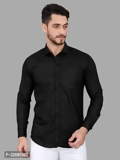 Fabulous Cotton Blend Solid Long Sleeves Casual Shirts For Men-thumb0