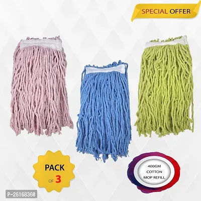 400gm cotton mop refill thread pack of 3 pcs color 3 , Thread length 30 cm width 17 cm