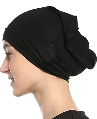 Women Chaderi Lycra Stretchable Stitched Plain Islamic Hijab cap-thumb1