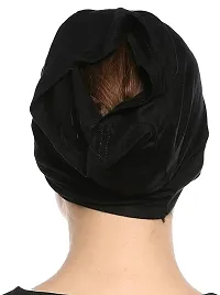 Women Chaderi Lycra Stretchable Stitched Plain Islamic Hijab cap-thumb2