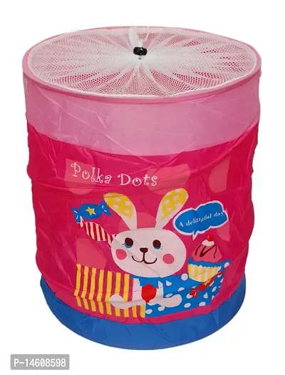 Winner Small Size Pink Top Net Print Folding Laundry Bag  Basket To Organize Cloths(36* 36* 42 cm) SLB1054