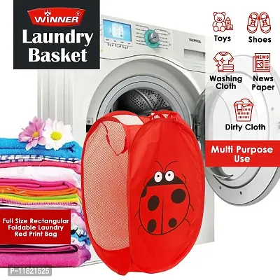 Winner Full Size Rectangular Red Foldable Laundry Basket - Laundry Bag pack of 1-1063-thumb3