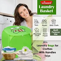 Winner Full Size Green Print Foldable Laundry Basket - Laundry Bag Pack Of 1(45x 45 cm)-015-thumb4