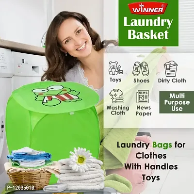 Winner Full Size Green Print Foldable Laundry Basket - Laundry Bag Pack Of 1(45x 45 cm)-015-thumb5