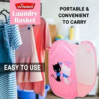 Winner Full Size Rectangular Pink Foldable Laundry Basket - Laundry Bag Pack of 1-thumb2