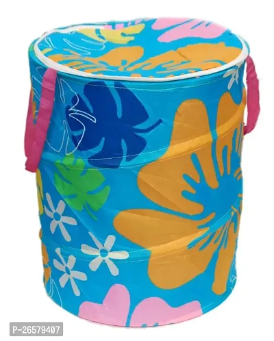 Winner 19 L Multicolor Polyester Floral Print Round Folding Laundry Bag 36 x 42 CM-1055