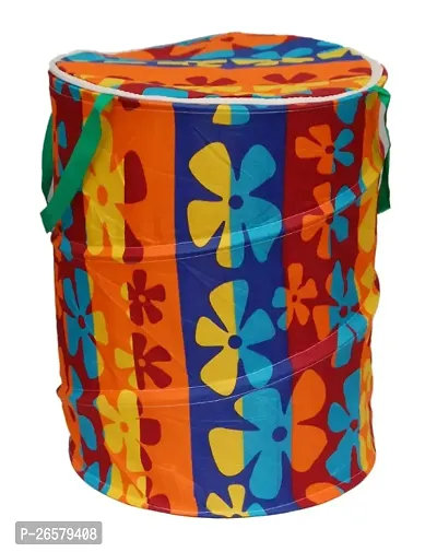 Winner 19 L Multicolor Polyester Floral Print Round Folding Laundry Bag 36 x 42 CM-1047