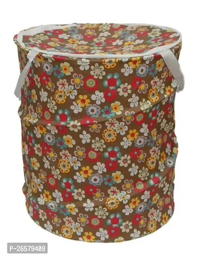 Winner 19 L Multicolor Polyester Floral Print Round Folding Laundry Bag 36 x 42 CM-1061-thumb0