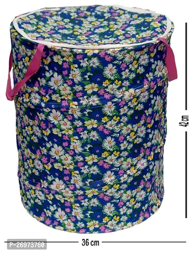 Winner 19 L Multicolor Polyester Floral Print Round Folding Laundry Bag 36 x 42 CM-thumb3