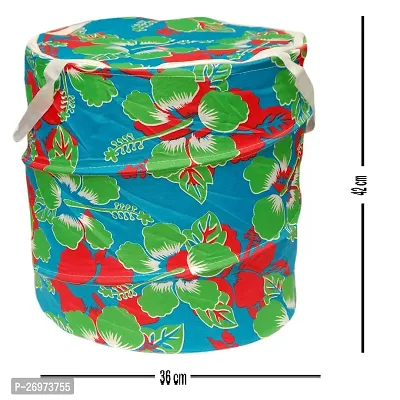 Winner 19 L Multicolor Polyester Floral Print Round Folding Laundry Bag 36 x 42 CM-thumb2