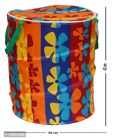 Winner 19 L Multicolor Polyester Floral Print Round Folding Laundry Bag 36 x 42 CM-thumb5