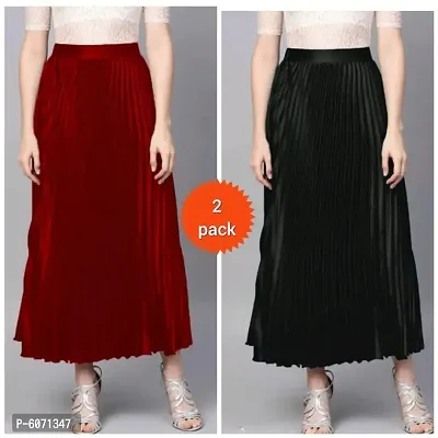 Trendy Attractive Satin Skirt for Women || Combo of 2 ||-thumb0