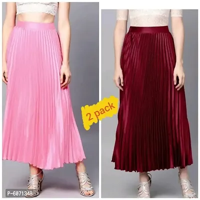 Trendy Attractive Satin Skirt for Women || Combo of 2 ||-thumb0