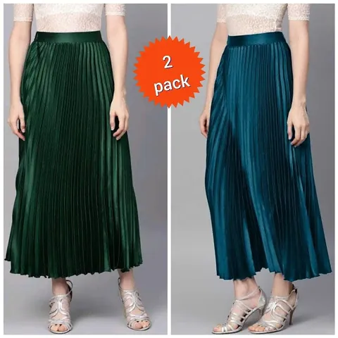 Trendy Attractive Satin Skirt for Women || Combo of 2 ||