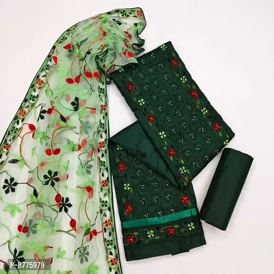 Classic Cotton Embroidery Dress Material With Dupatta For Women