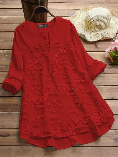 Casual 3/4 Sleeve Solid Women Top