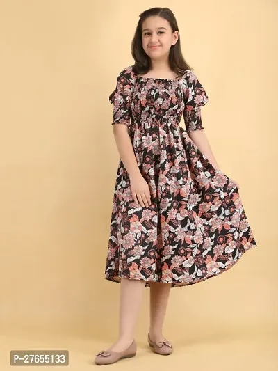 Stylish Crepe Printed Dress for Kids Girl
