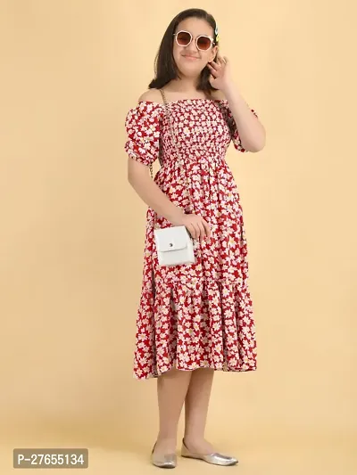 Stylish Crepe Dress for Kids Girl-thumb0