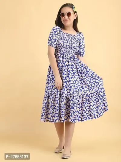 Stylish Crepe Printed Dress for Kids Girl