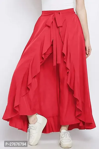 Stylish Red Crepe Skirt For Women
