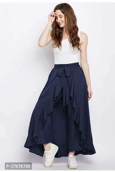 Stylish Blue Crepe Skirt For Women