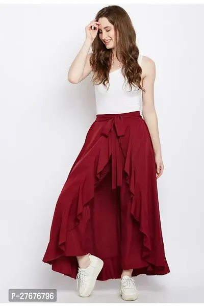 Stylish Maroon Crepe Skirt For Women