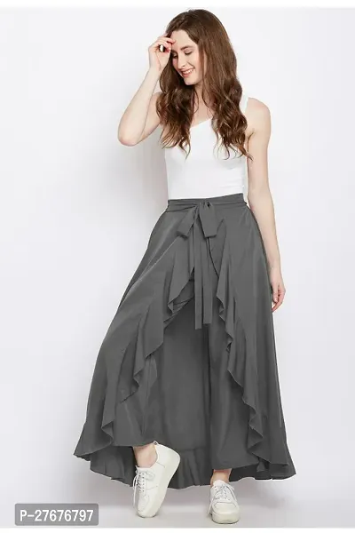 Stylish Grey Crepe Skirt For Women-thumb0