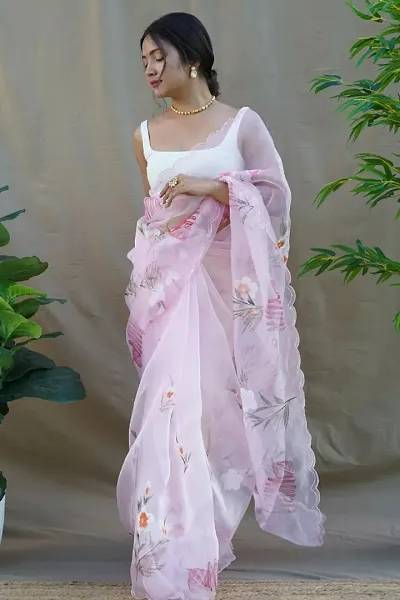 New In Organza Saree with Blouse piece 