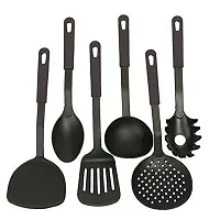 AASTIK 6 Pcs Heat-Resistant Nonstick Spoon Spatula Turner Scoop Kitchen Cooking Utensil Tools Set (Nylon and Plastic, Black)-thumb2