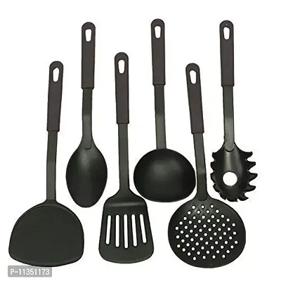 AASTIK 6 Pcs Heat-Resistant Nonstick Spoon Spatula Turner Scoop Kitchen Cooking Utensil Tools Set (Nylon and Plastic, Black)-thumb3