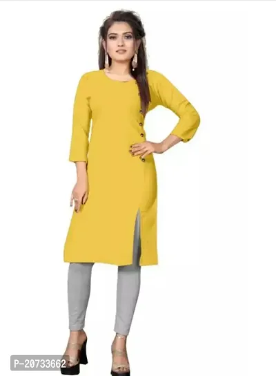 A-Line Yellow  Rayon Kurta For Women-thumb0