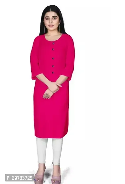A-Line Pink  Rayon Kurta For Women