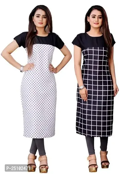 The Orange Shopee Presents Women's Crepe Printed Straight Kurti (Pack of 2)_ CBI02_08_White_XXL-thumb0